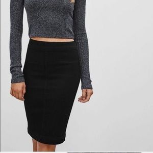 Aritzia The Castings High Waisted Black Denim Pencil Skirt